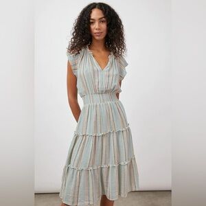 RAILS Amellia Midi Dress in Sag Harbour Stripe Linen Cotton Women’s Size Small